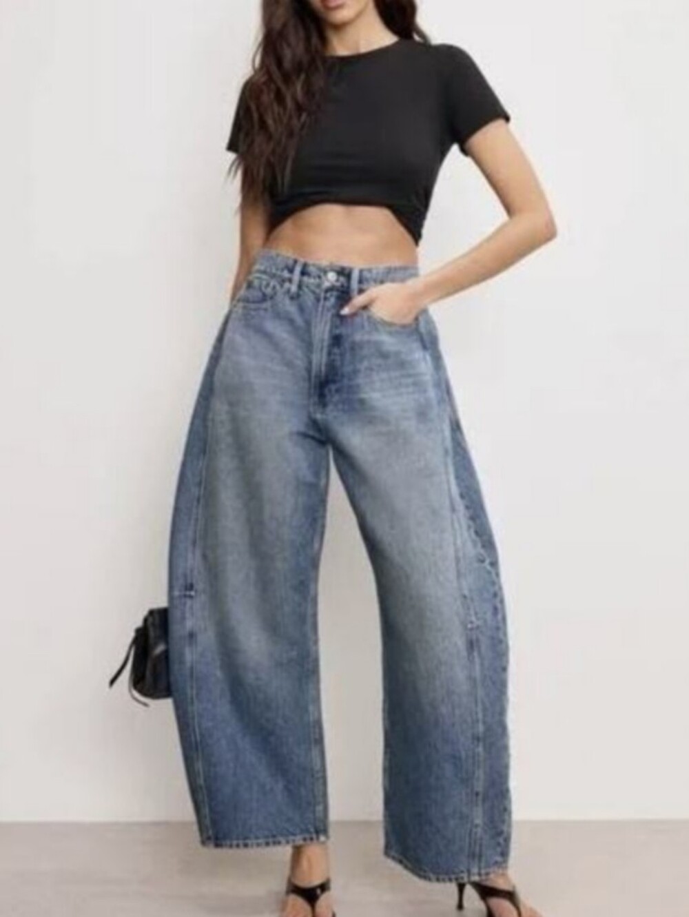 Nwt Good American Jeans Womens 18 Plus Good Extreme Barrel High Rise Wide Leg